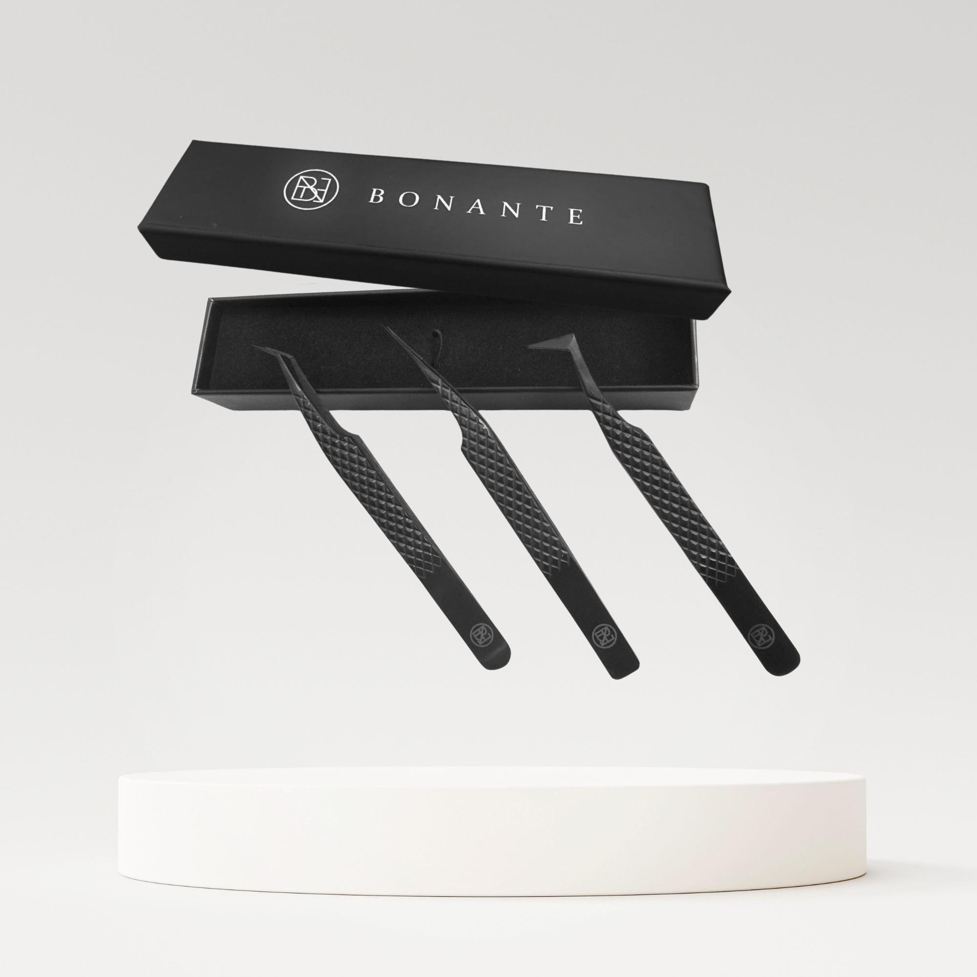 Pinzetten Set | 3 Pinzetten | Präzion + Leichtigkeit | perfekte Fächer | Bonante®️