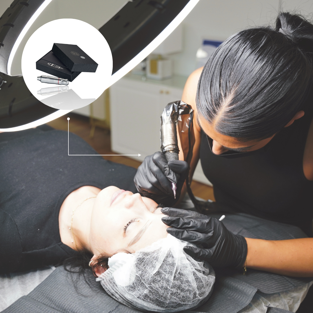 Permanent Make-Up Maschine - Tattoo Maschine - Präzision und Leistung - Stufenlos einstellbar - silber/rot | Bonante® Vorverkauf BlackWeek Sale