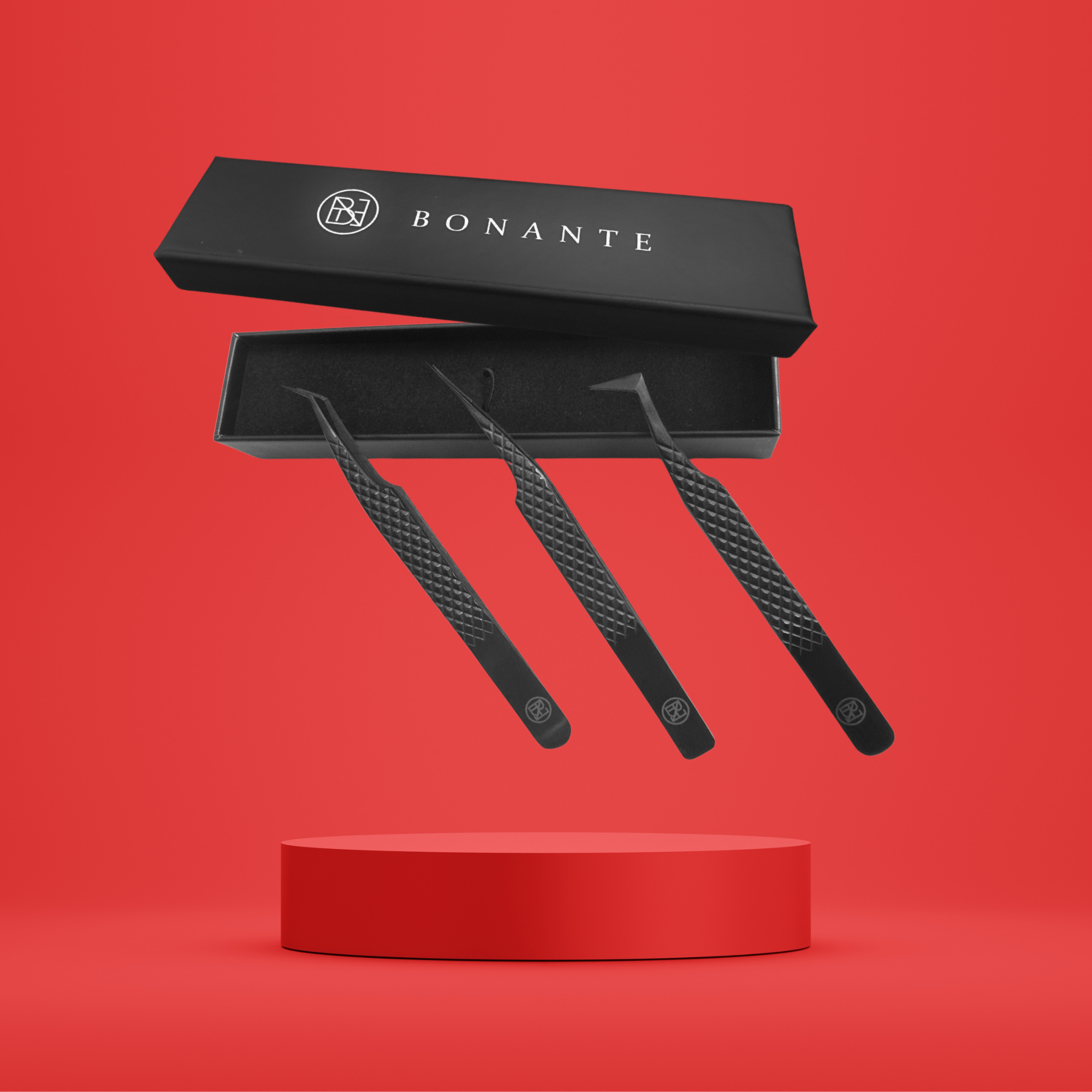 Pinzetten Set | 3 Pinzetten | Präzion + Leichtigkeit | perfekte Fächer | Bonante®️