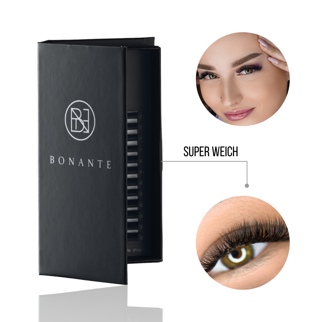 Selbstfächernde Easy Fan Lashes | C-Curl 0.07 | Einzelne Längen | 10, 11, 12, 13mm | Bonante®️