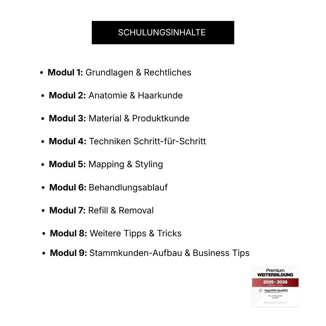 Wimpernverlängerung Online-Schulung