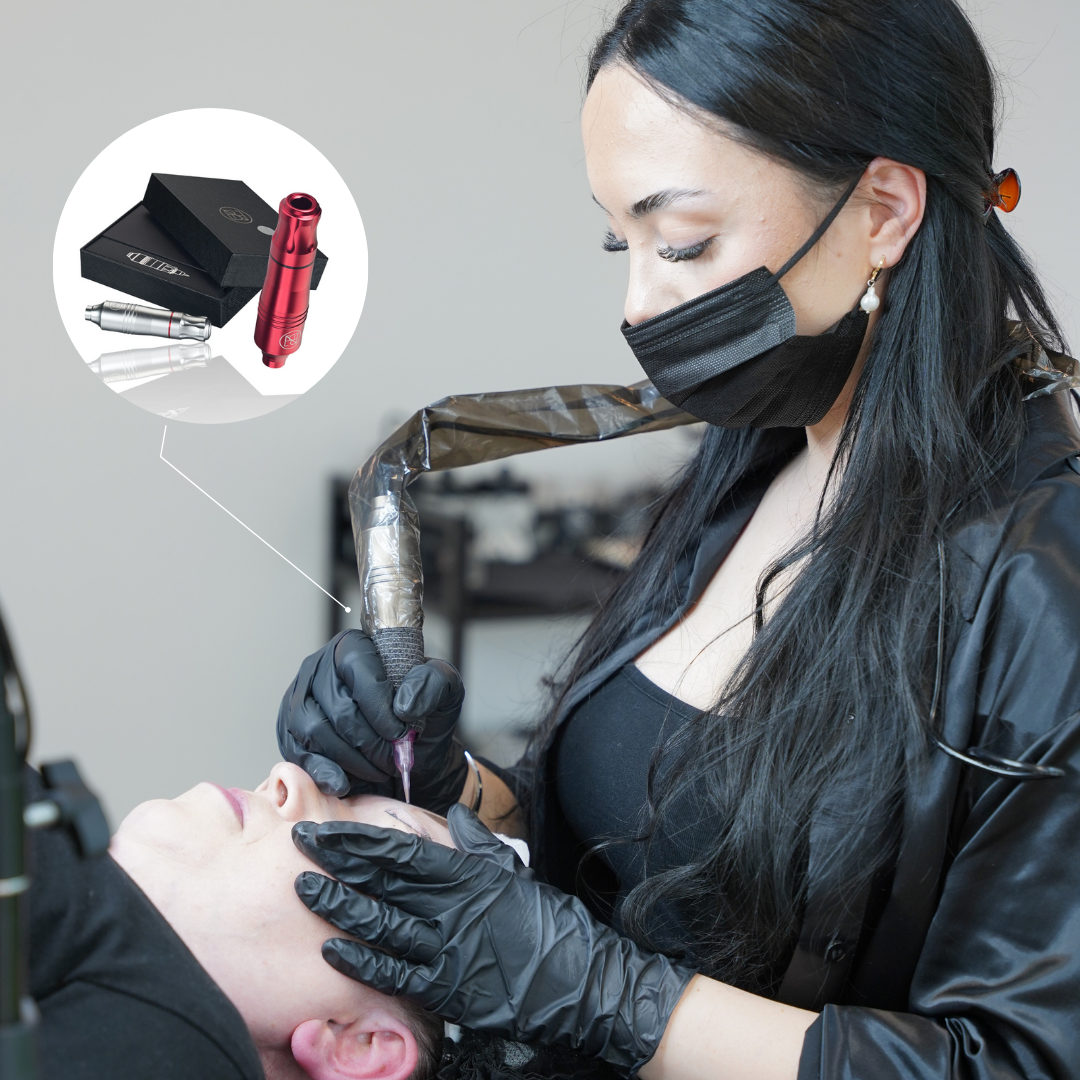 Permanent Make-Up Maschine - Tattoo Maschine - Präzision und Leistung - Stufenlos einstellbar - silber/rot | Bonante®