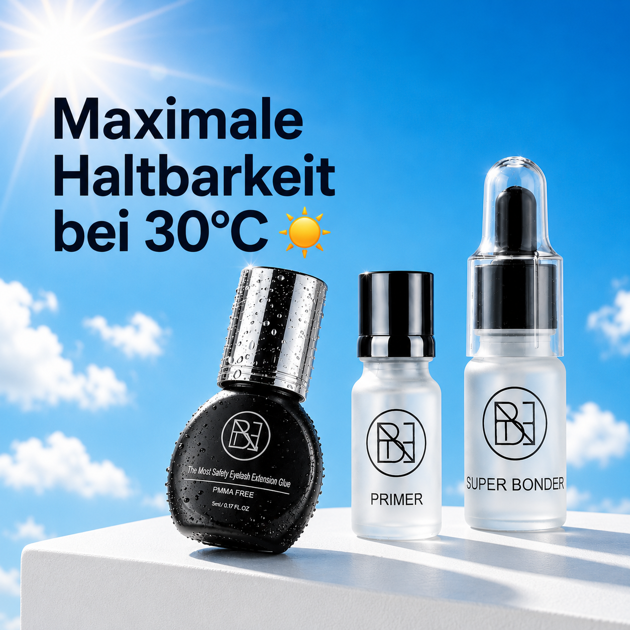 Bonante Sommer-Halt-Set – Bundle aus Wimpernkleber, Primer und Super Bonder